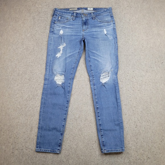 AG Adriano Goldschmied The Stilt‎ Cigarette Leg Jeans 27R Light Wash Distressed - Picture 1 of 12
